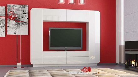 Стенка для гостиной Лаванда-2, белый глянец  