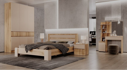 Шкаф 4-х створчатый Ленора, Дуб вотан/Кашемир 