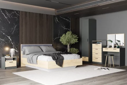 Комод Оттавия НМ 011.03, Антрацит/Дуб Крафт Золотой  