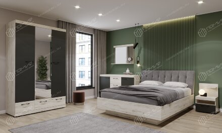 Кровать Соната, Крафт белый / графит 